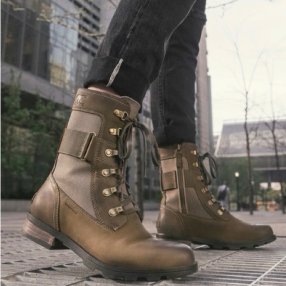 Sorel Emelie™ Genuine‎ Waterproof Leather Conquest Combat Style Boot Size 7